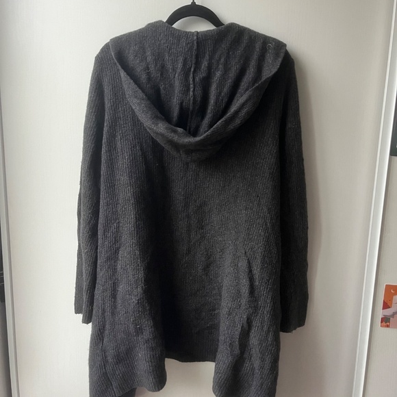 Grey Hooded Long Knit Cardigan Sweater, GAP, size M - Picture 6 of 7